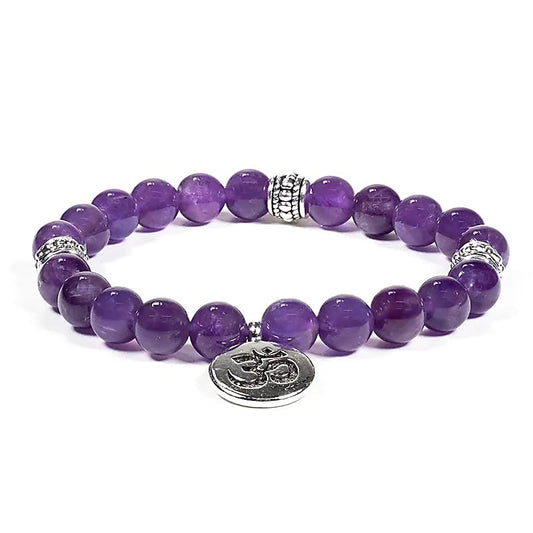 Mala / bracelet améthyste élastique Om