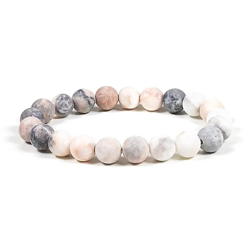 Mala / bracelet élastique jaspe rose zèbré