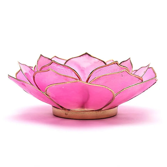 Portavelas Loto color rosa bordes oro