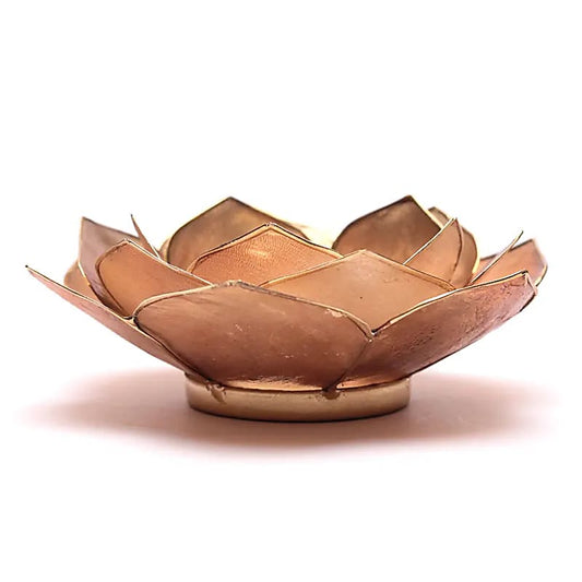 Portavelas Loto color ahumado/crema bordes oro