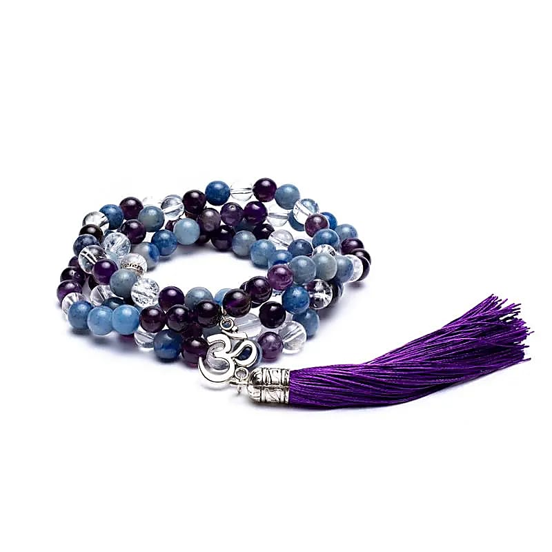 Mala amethist/ aventurijn/ bergkristal + ohm