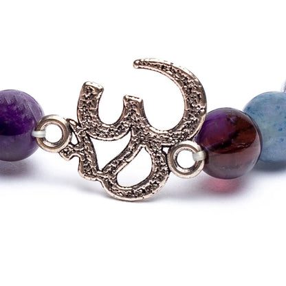 Mala/bracelet Améthyste/ Aventurine/ Cristal de roche + Om de gros thumb