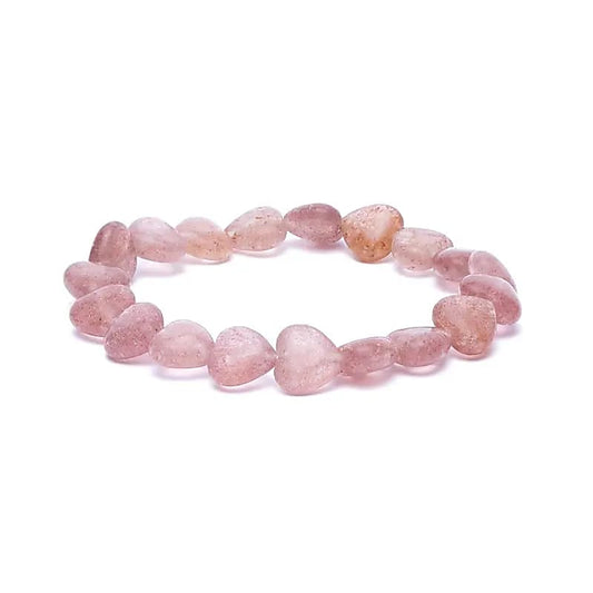 Armband Erdbeerquarz elastisch Herzen