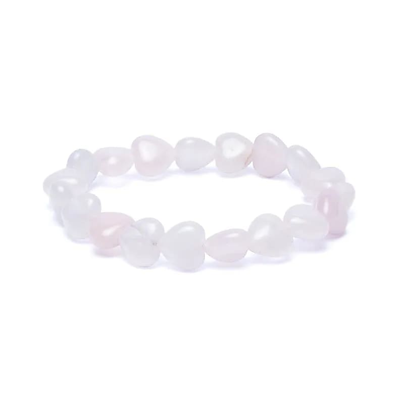 Armband Rosenquarz elastisch Herzen