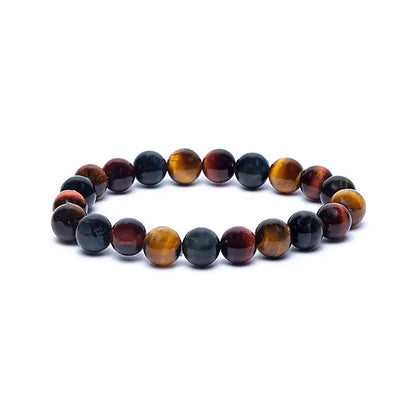 Armband drie kleuren tijgeroog (rood/oranje/blauw) elastisch thumb