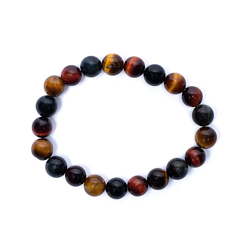 Armband drie kleuren tijgeroog (rood/oranje/blauw) elastisch groothandel