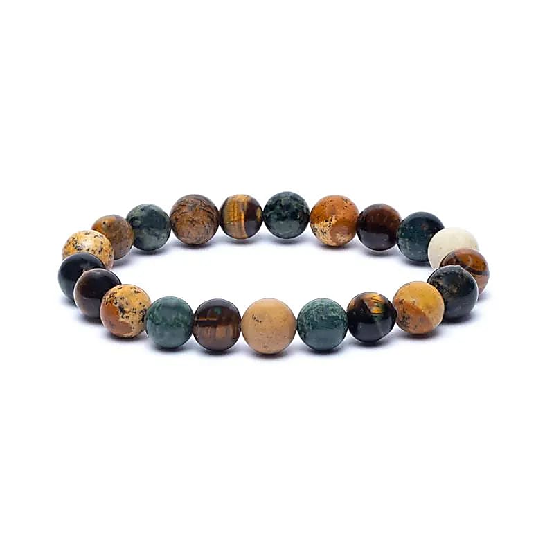 Bracelet élastique en jaspe kambaba/œil de tigre/jaspe paysage