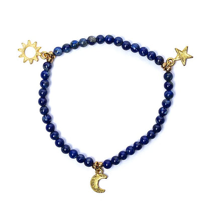Pulsera elástica lapislázuli con colgantes de estrella/luna/sol al por mayor thumb