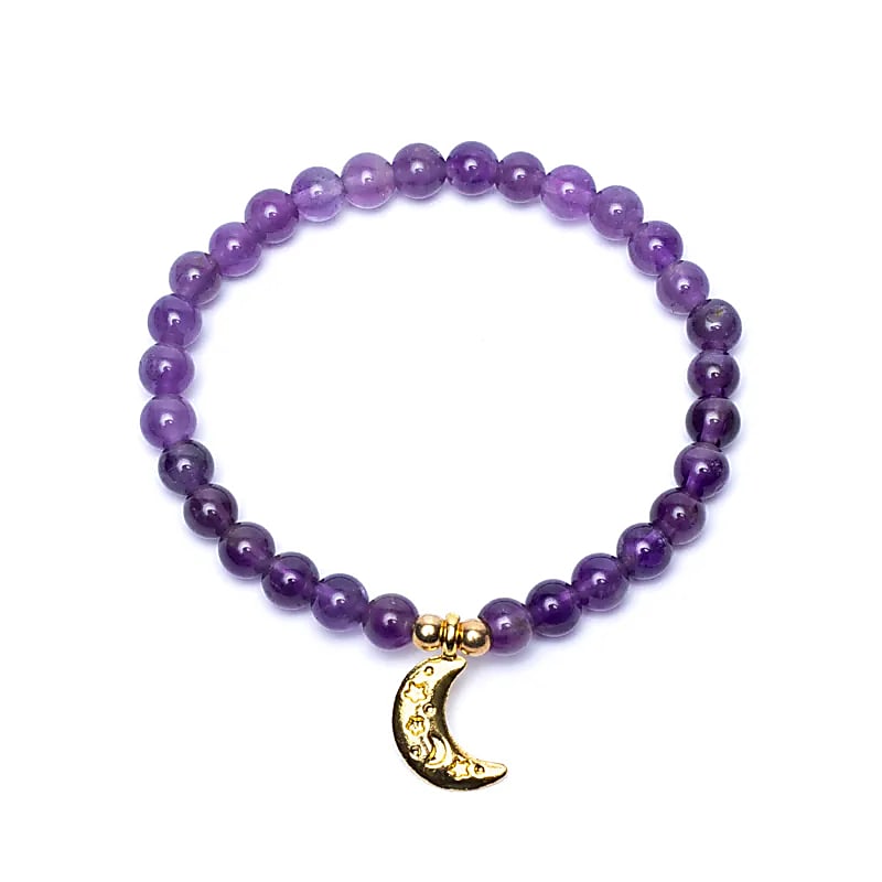 Bracelet amethyst elastic with moon charm