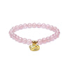 Bracelet strawberry quartz elastic with heart/moon charm