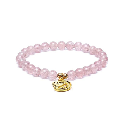 Pulsera elástica cuarzo fresa con colgante de corazón/luna thumb