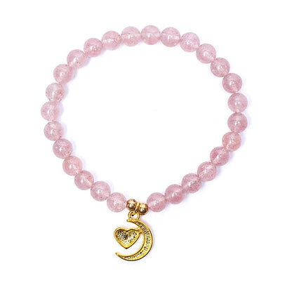 Pulsera elástica cuarzo fresa con colgante de corazón/luna al por mayor thumb