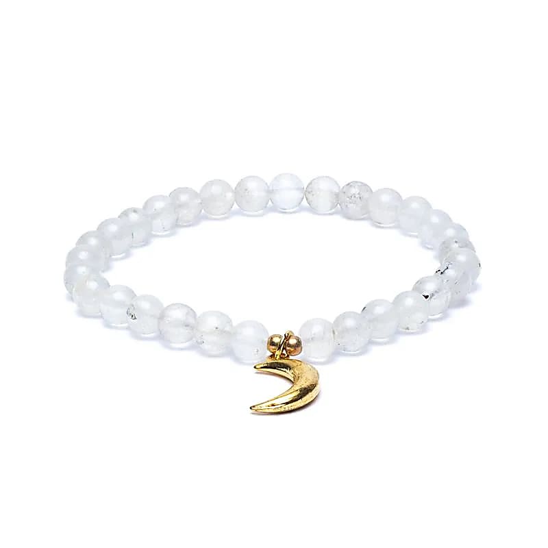 Bracelet moonstone elastic with moon charm