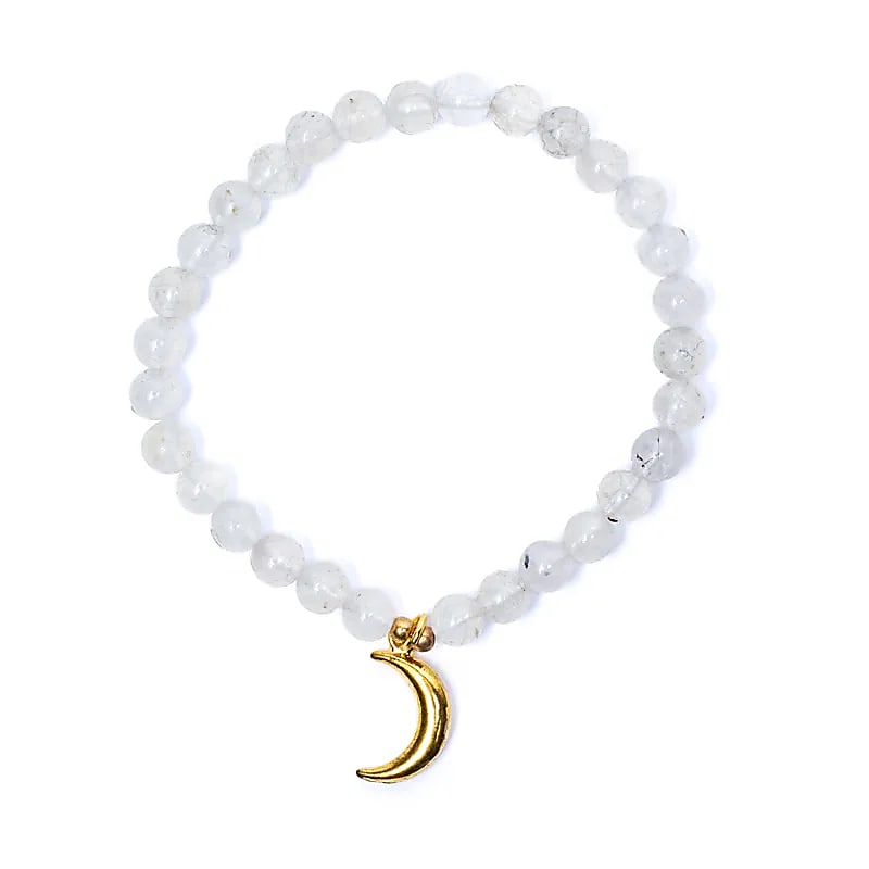 Bracelet moonstone elastic with moon charm wholesale