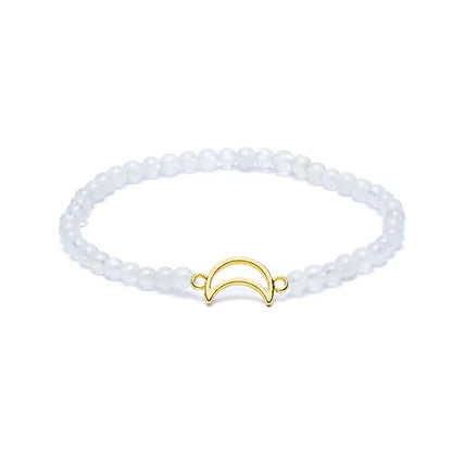 Armband maansteen elastisch met maan bedel thumb