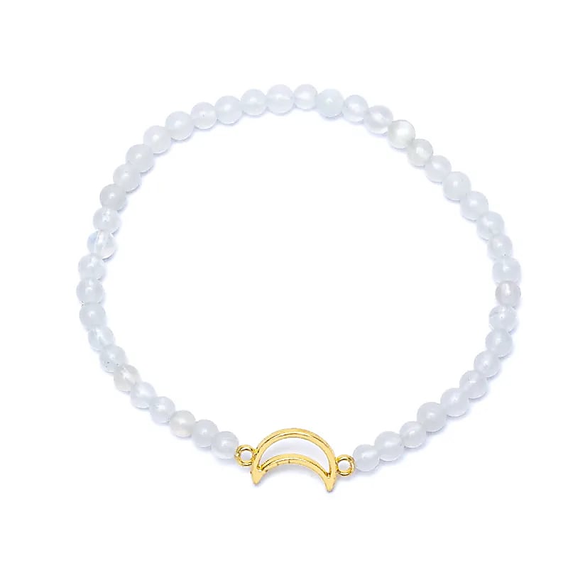Armband maansteen elastisch met maan bedel groothandel