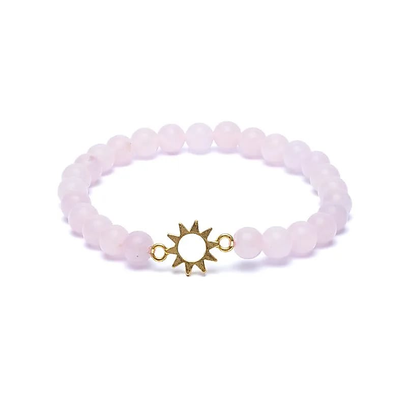 Bracelet rose quartz elastic with sun charm
