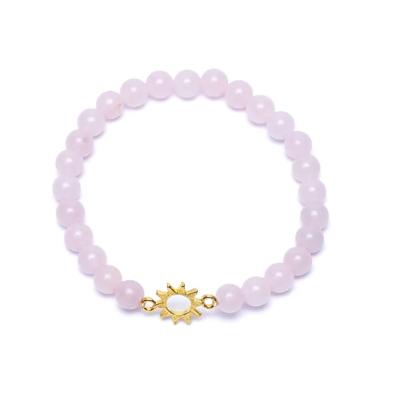 Bracelet rose quartz elastic with sun charm
