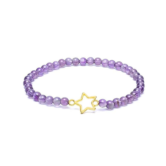 Bracelet élastique breloque étoile améthyste perles