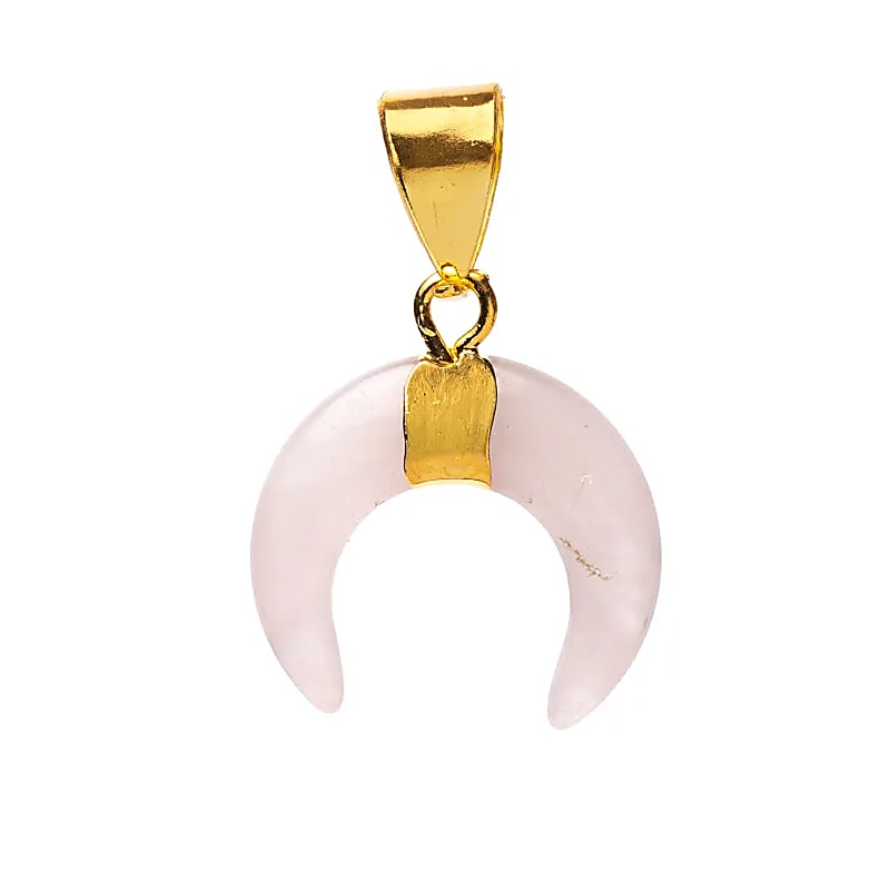 Hanger halve maan rozenkwarts