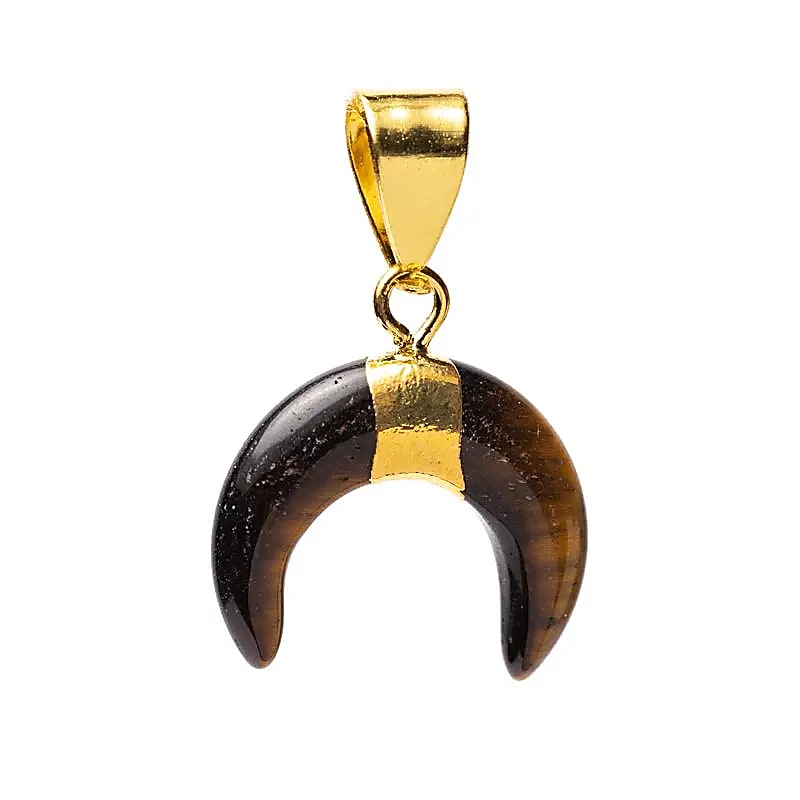Crescent moon pendant tiger eye