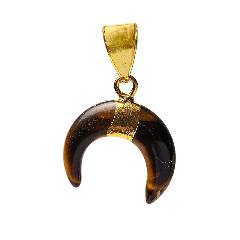 Crescent moon pendant tiger eye