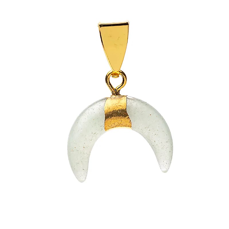 Crescent moon pendant green aventurine wholesale