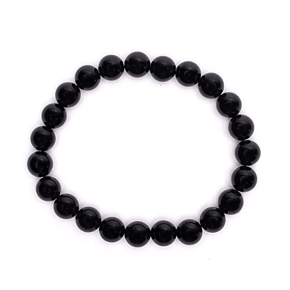 Bracelet élastique en tourmaline noire de gros thumb