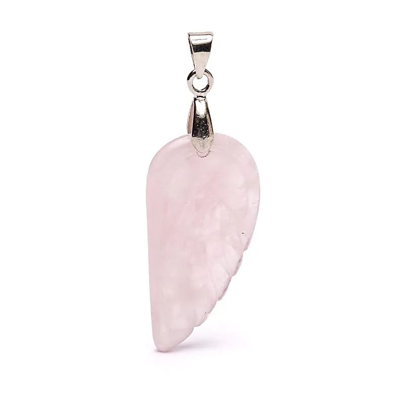 Colgante ala de ángel de cuarzo rosa