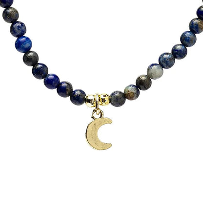 Collier ajustable Lapis-lazuli avec pendentif lune thumb