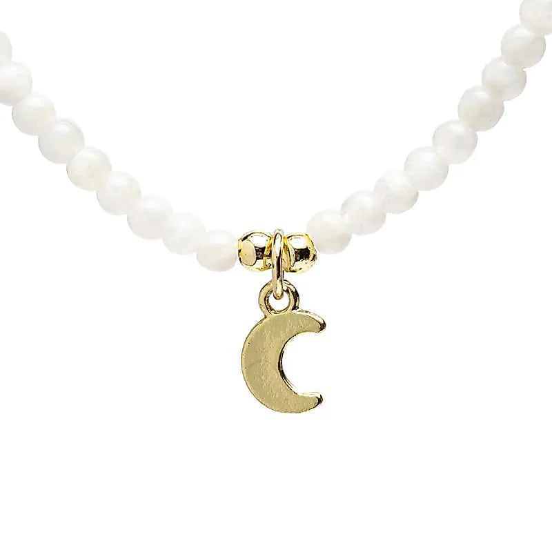 Collier ajustable Pierre de lune avec pendentif lune