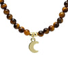 Collier ajustable Œil de tigre avec pendentif lune