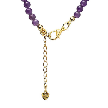 Collier ajustable Améthyste avec pendentif soleil de gros thumb
