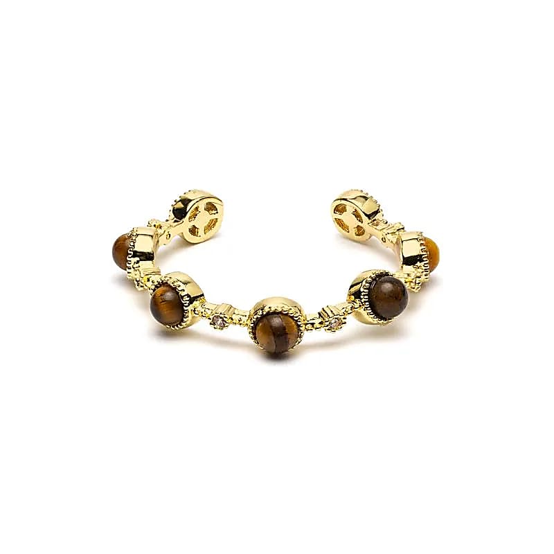 Bague ouverte avec œil de tigre