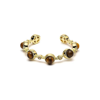 Bague ouverte avec œil de tigre thumb