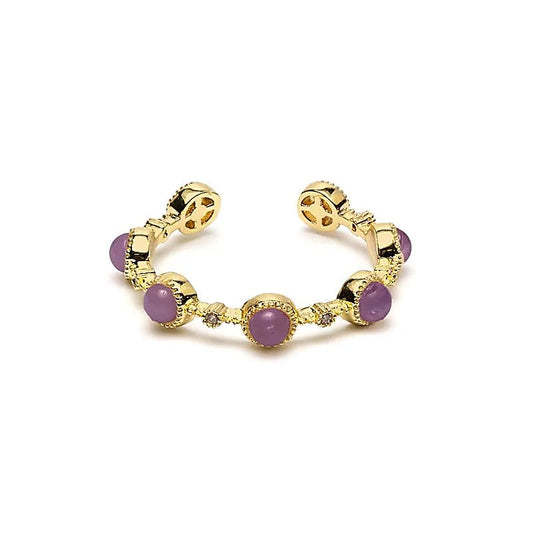 Anillo abierto con amatista