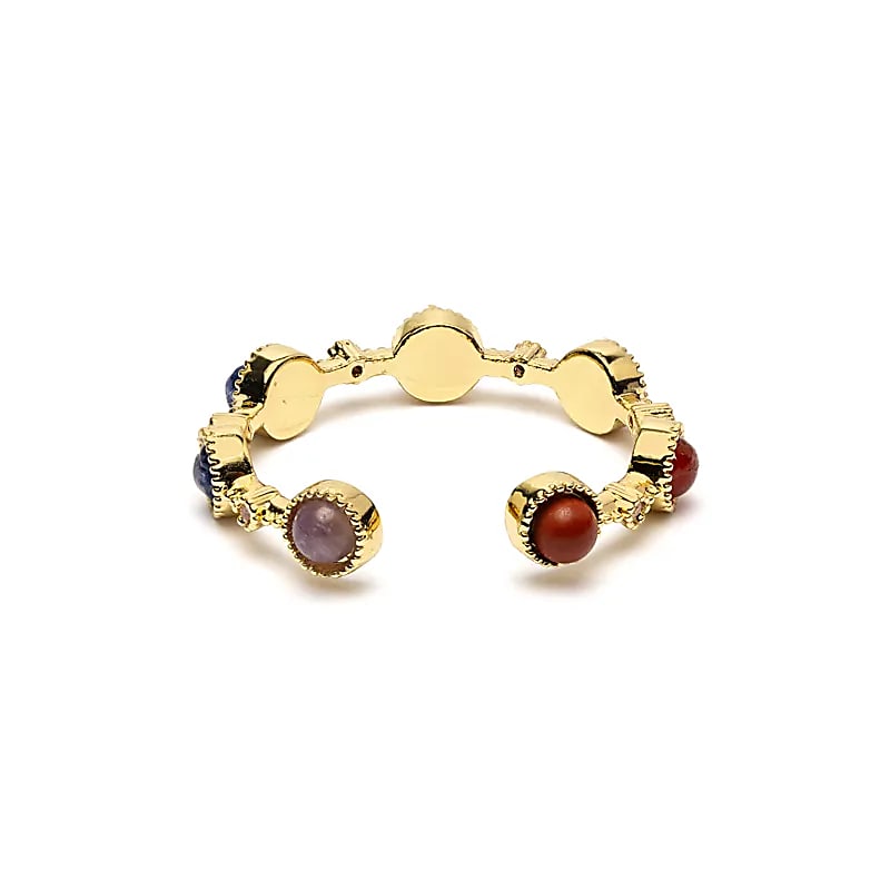 Open ring with 7 chakra stones wholesale
