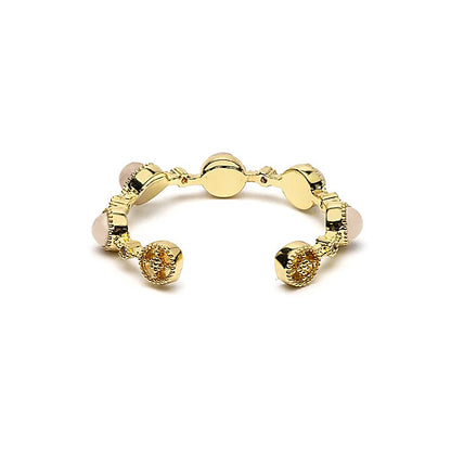 Bague ouverte avec quartz rose de gros thumb
