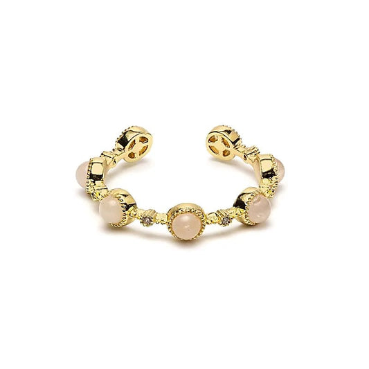 Anello aperto con quarzo rosa