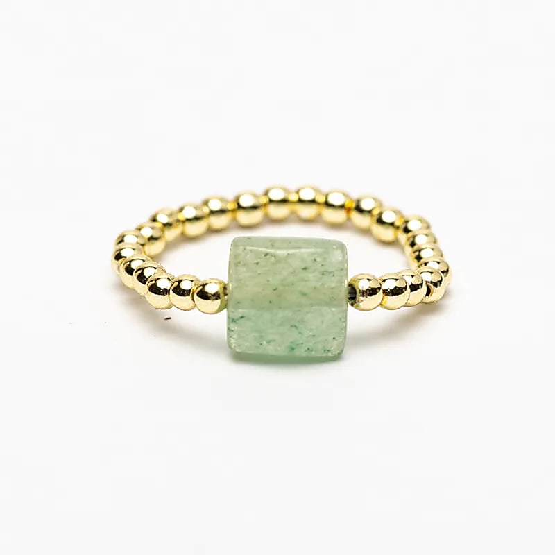 Acheter Bague élastique aventurine verte facettée