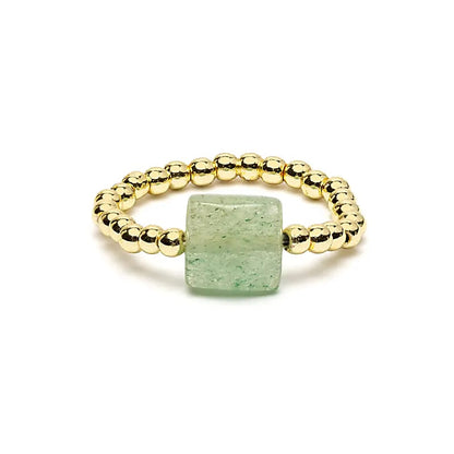Bague élastique aventurine verte facettée Pierre précieuse thumb