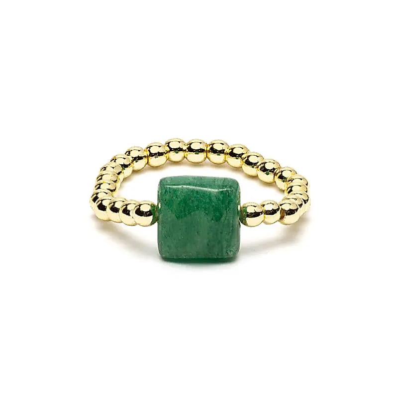 Bague élastique aventurine verte facettée