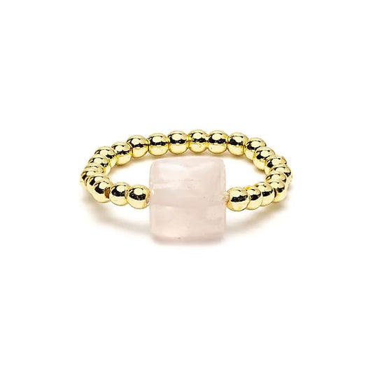 Elastischer Ring facettierter Rosenquarz