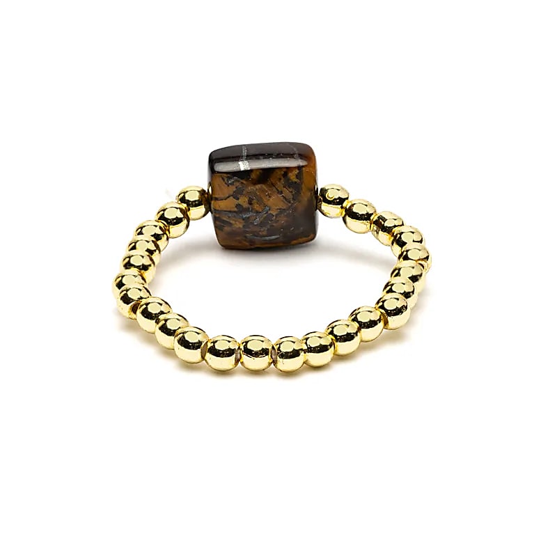 Bague élastique œil de tigre facetté