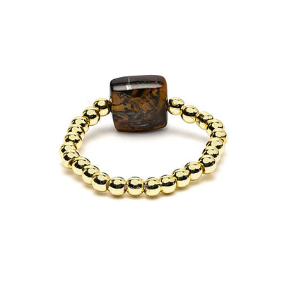 Bague élastique œil de tigre facetté de gros thumb