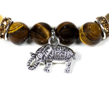 Bracelet Oeil de tigre / Quartz rutile avec éléphant de gros thumb