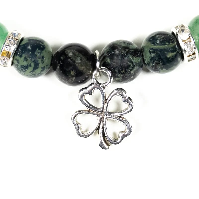 Bracelet kambaba jasper/green aventurine with clover wholesale