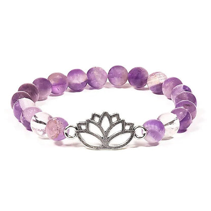 Bracelet Améthyste chevron/Cristal de roche lotus thumb