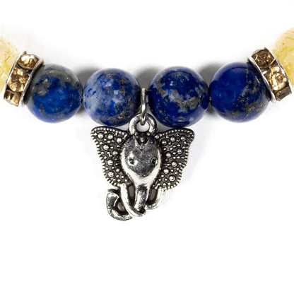 Bracelet lapis lazuli/rutilated quartz with ganesh wholesale thumb