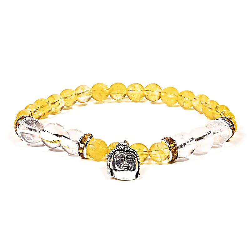 Bracelet Citrine / Cristal de roche avec Bouddha